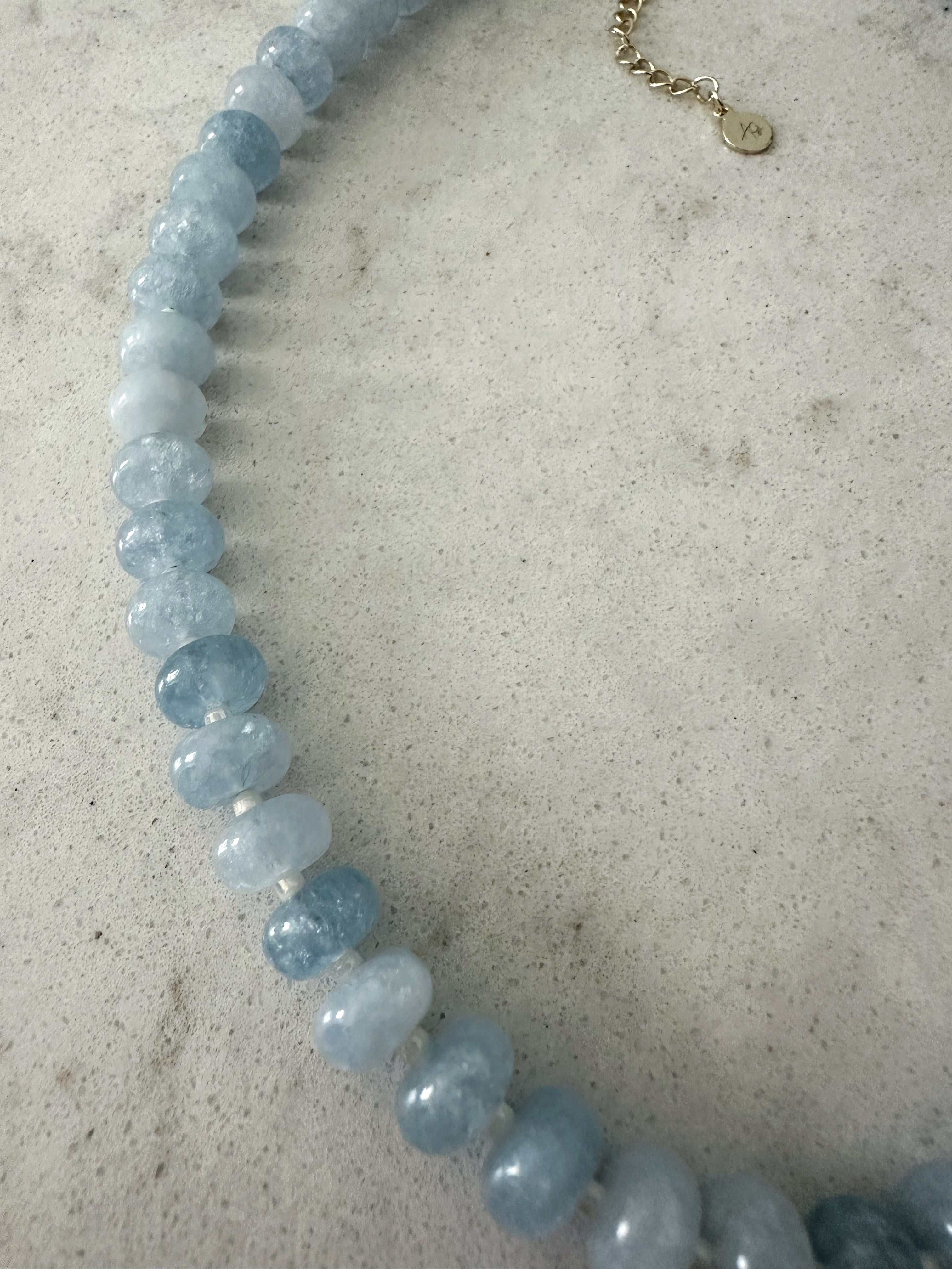 Beaded Gemstone Necklace (Blue Agate)