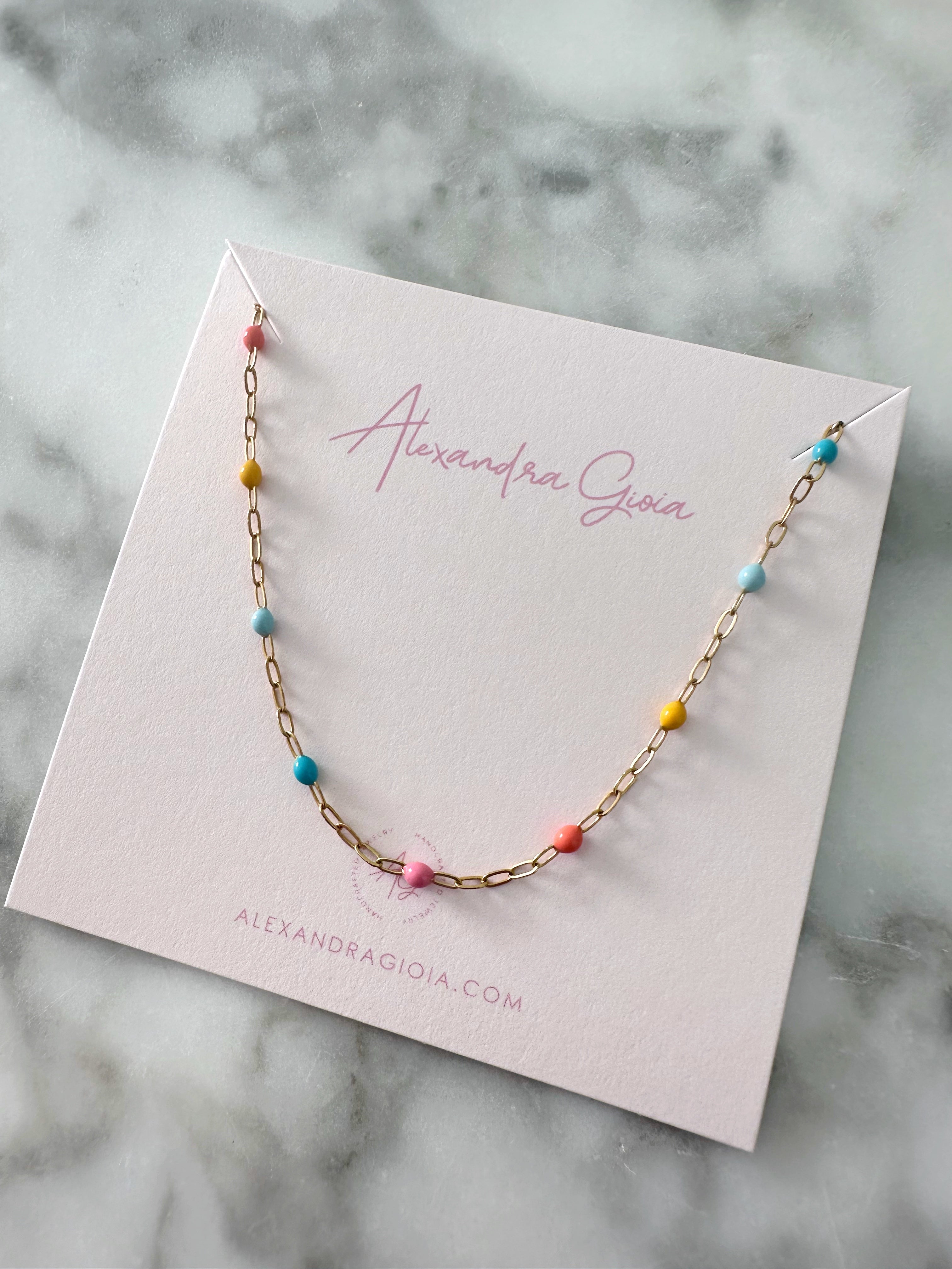 Gold Filled Enamel Necklace (Multi-Color)
