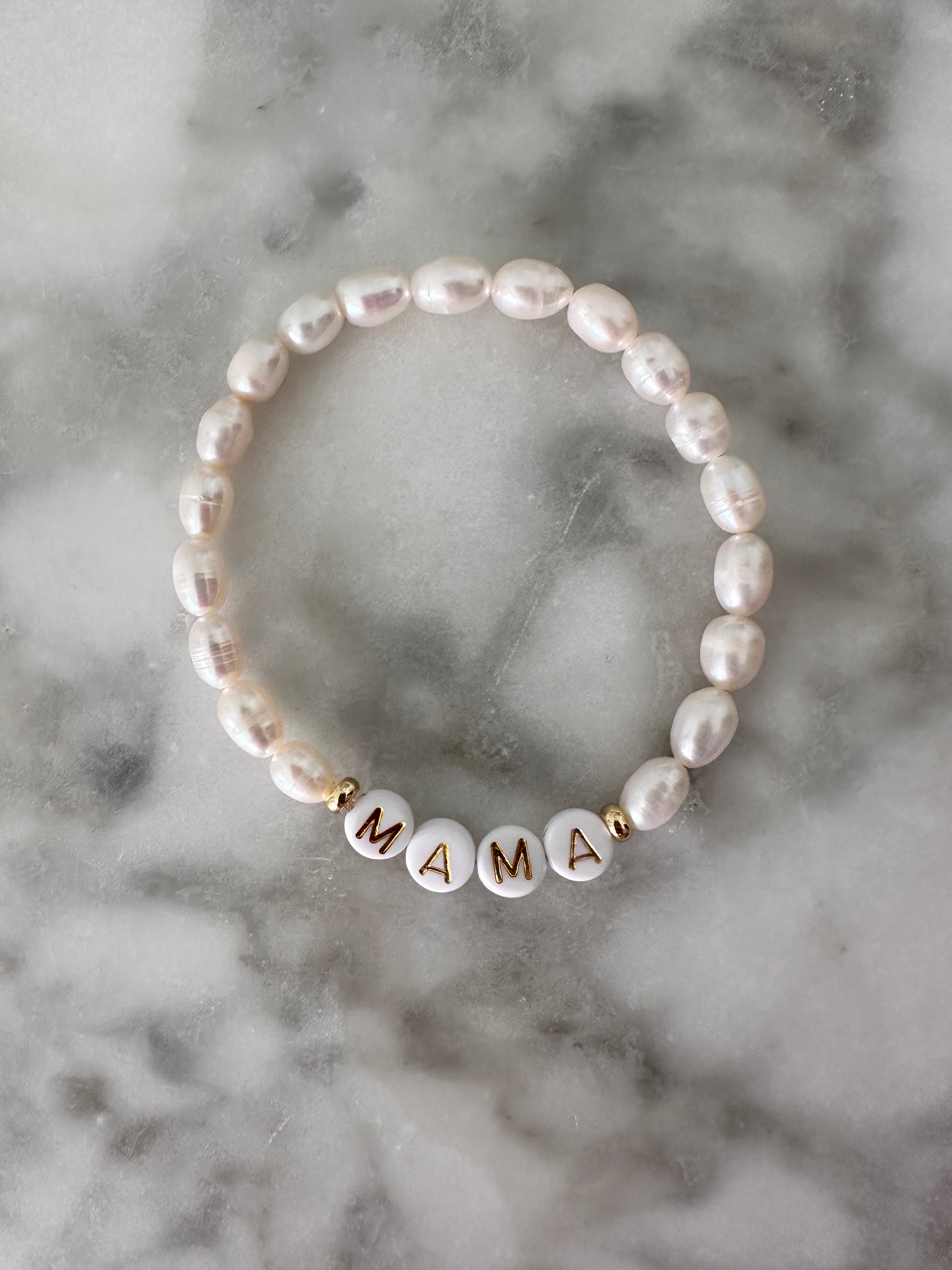 "MAMA" Bracelet + Pearl Beading