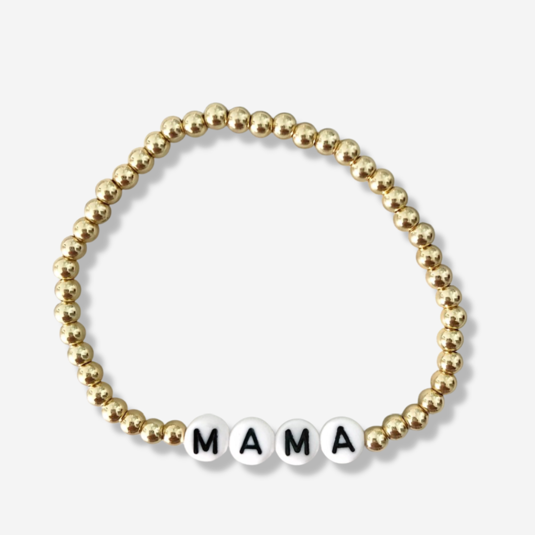 AG Word Bracelet "MAMA" {Gold Ball Beading}