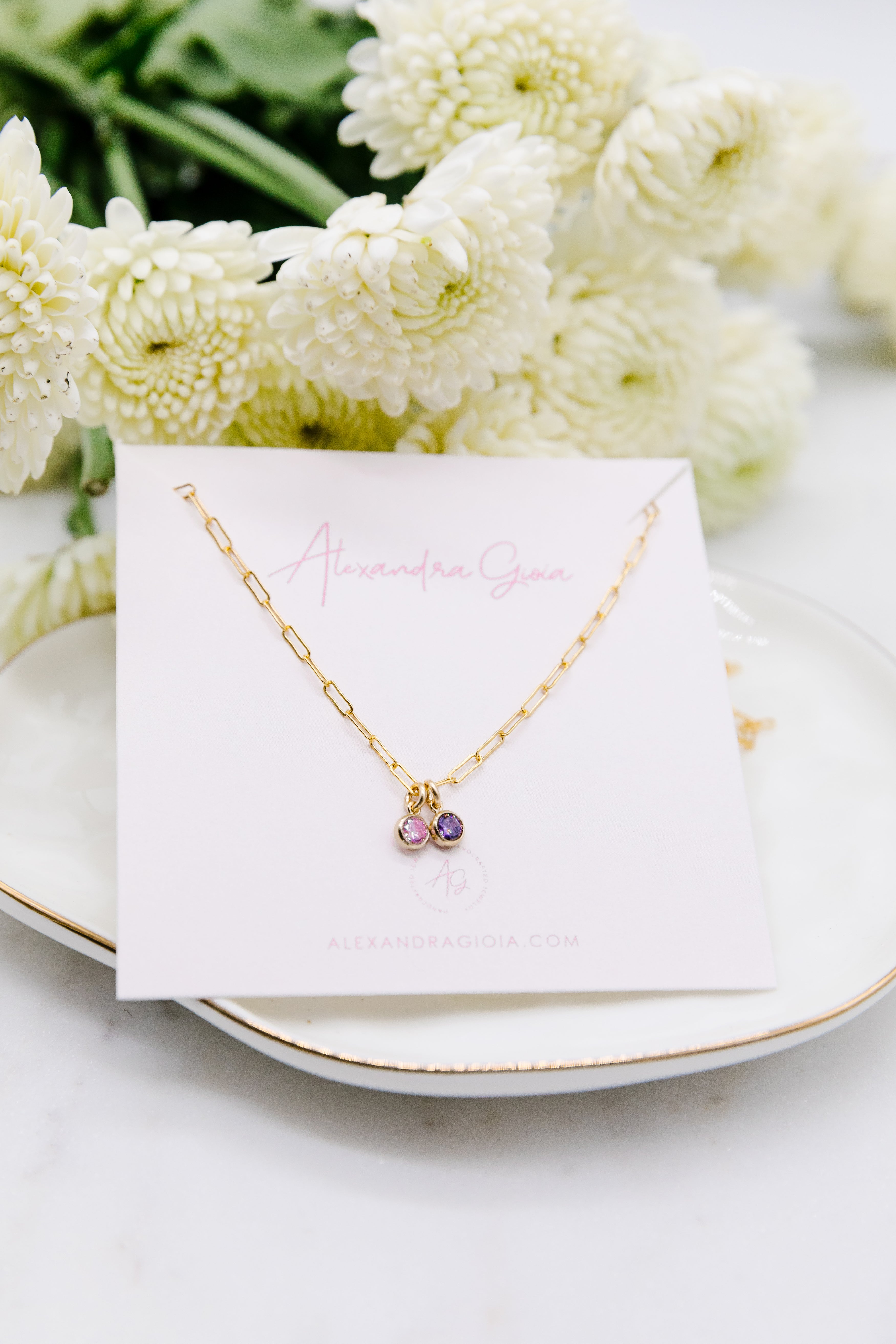 Birthstone Necklace {Paperclip Chain}