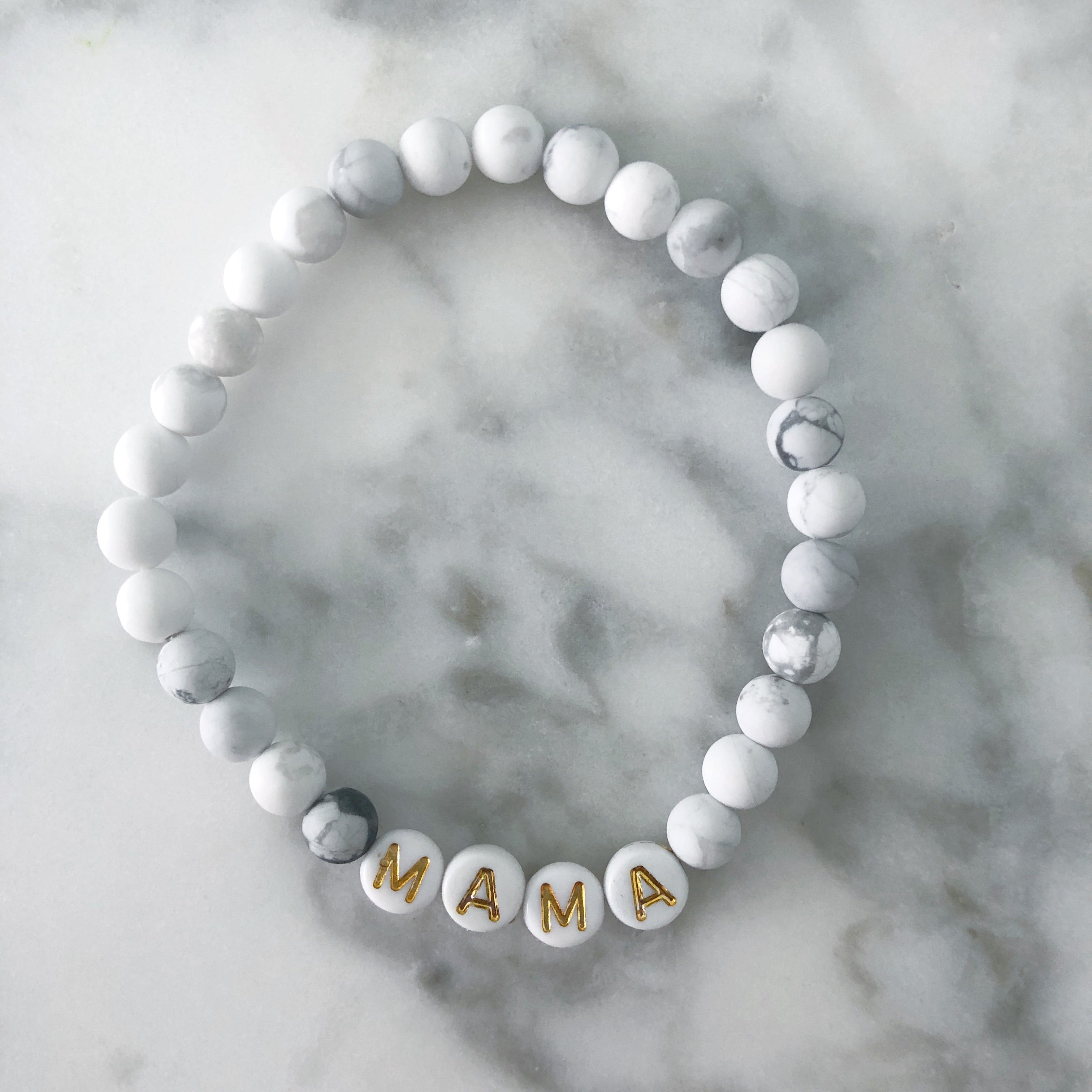 "MAMA" Bracelet + Marble Beading