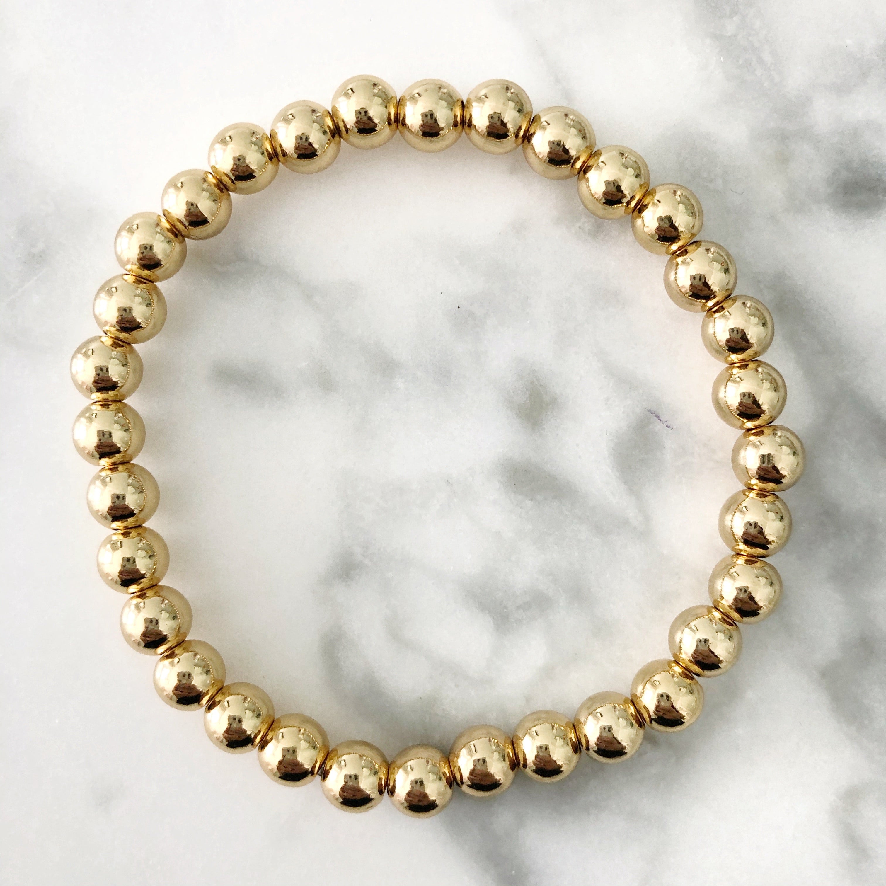 6MM Gold Ball Beaded Stackable Bracelet
