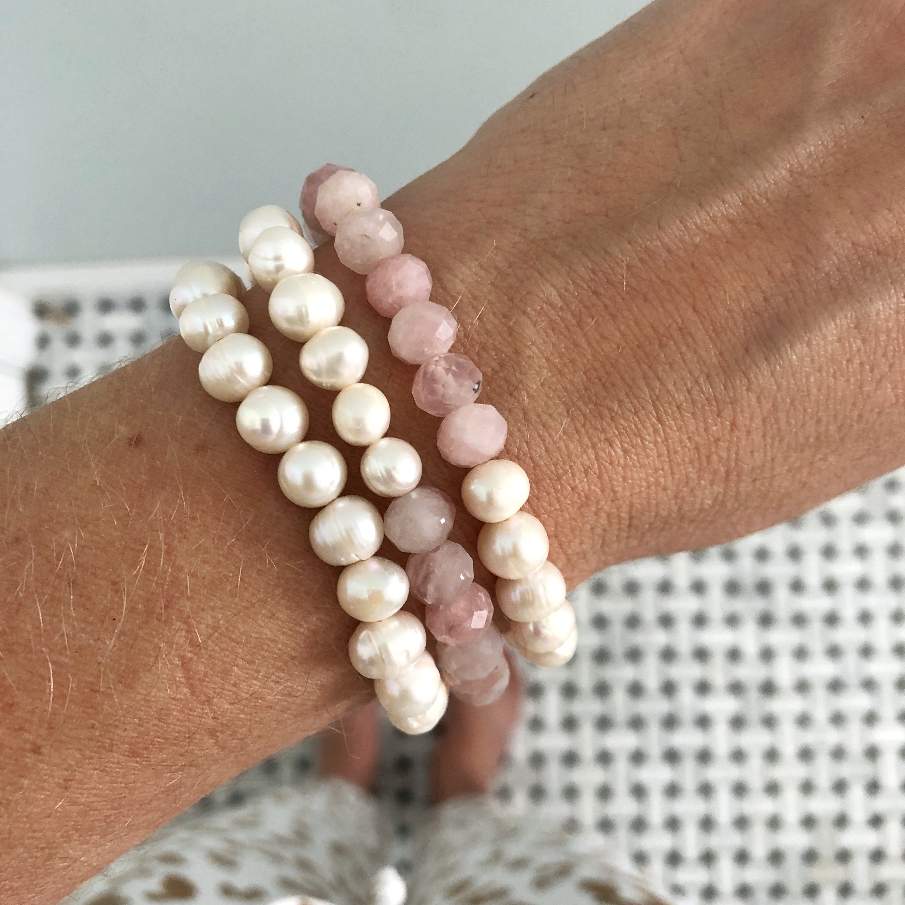 Capri Pearl Bracelet {Rose Quartz}