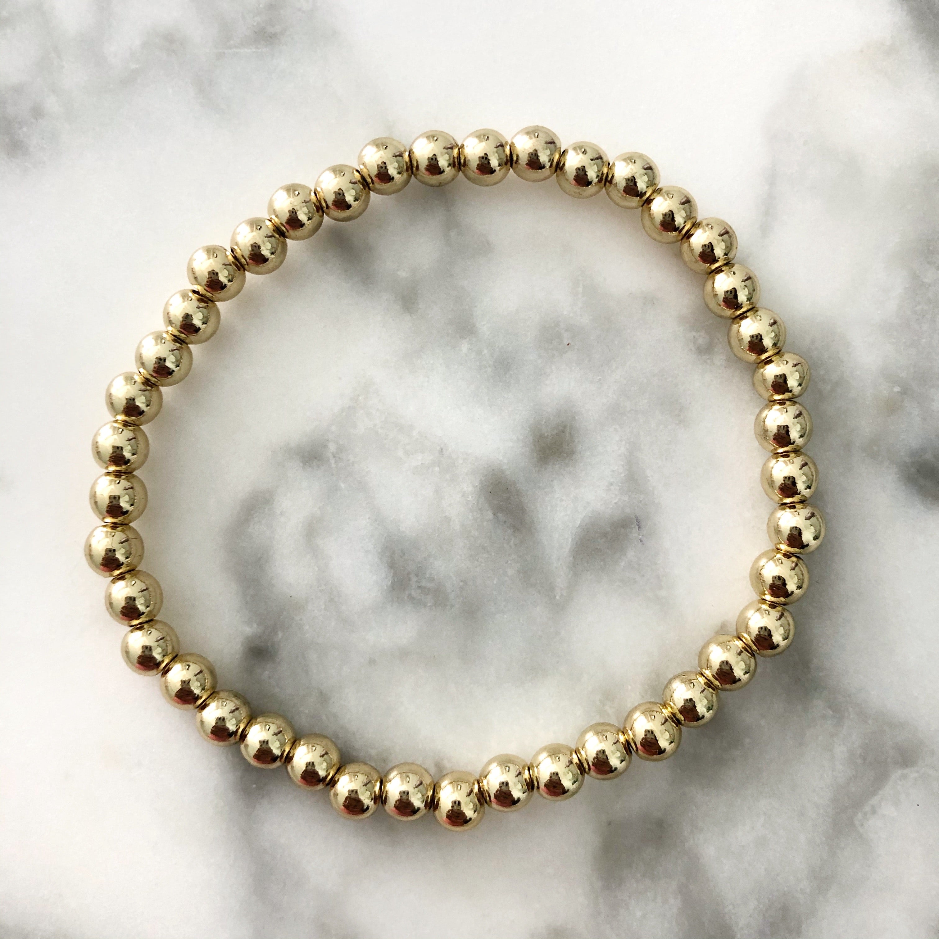 4MM Gold Ball Beaded Stackable Bracelet
