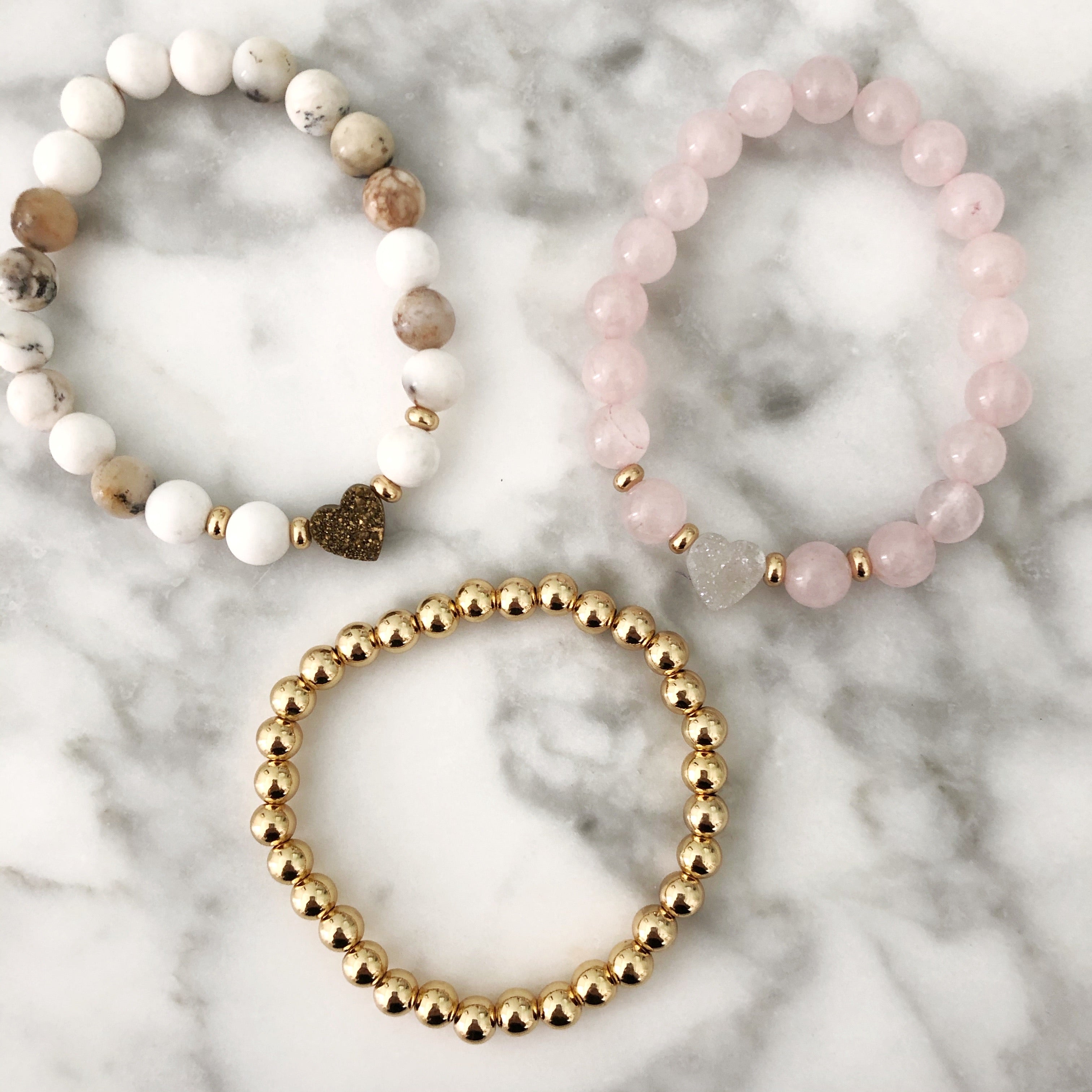 6MM Gold Ball Beaded Stackable Bracelet