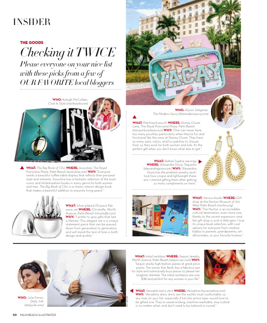 Alexandra Gioia featured in Palm Beach Illustrated's Holiday Gift Guide